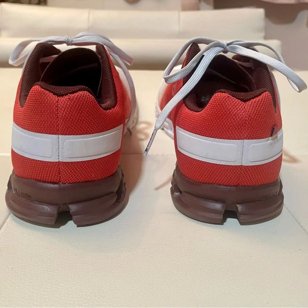 On Running women’s Athletic Shoes - Orange and White - Picture 3 of 4